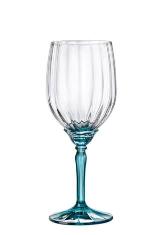 Hvidvinsglas Florian m/ blå stilk 38 cl Restlager