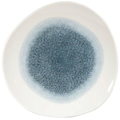 Tallerken organisk blå m/hvid 286 mm Raku Churchill