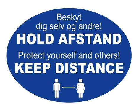 Hold afstand Selvklæbende gulvfolie oval B400 x D300 mm Dank/Engelsk