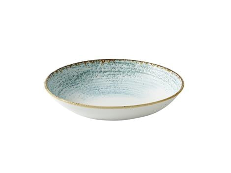 Tallerken coupe dyb hvid m/lyseblå 248mm Homespun Accents